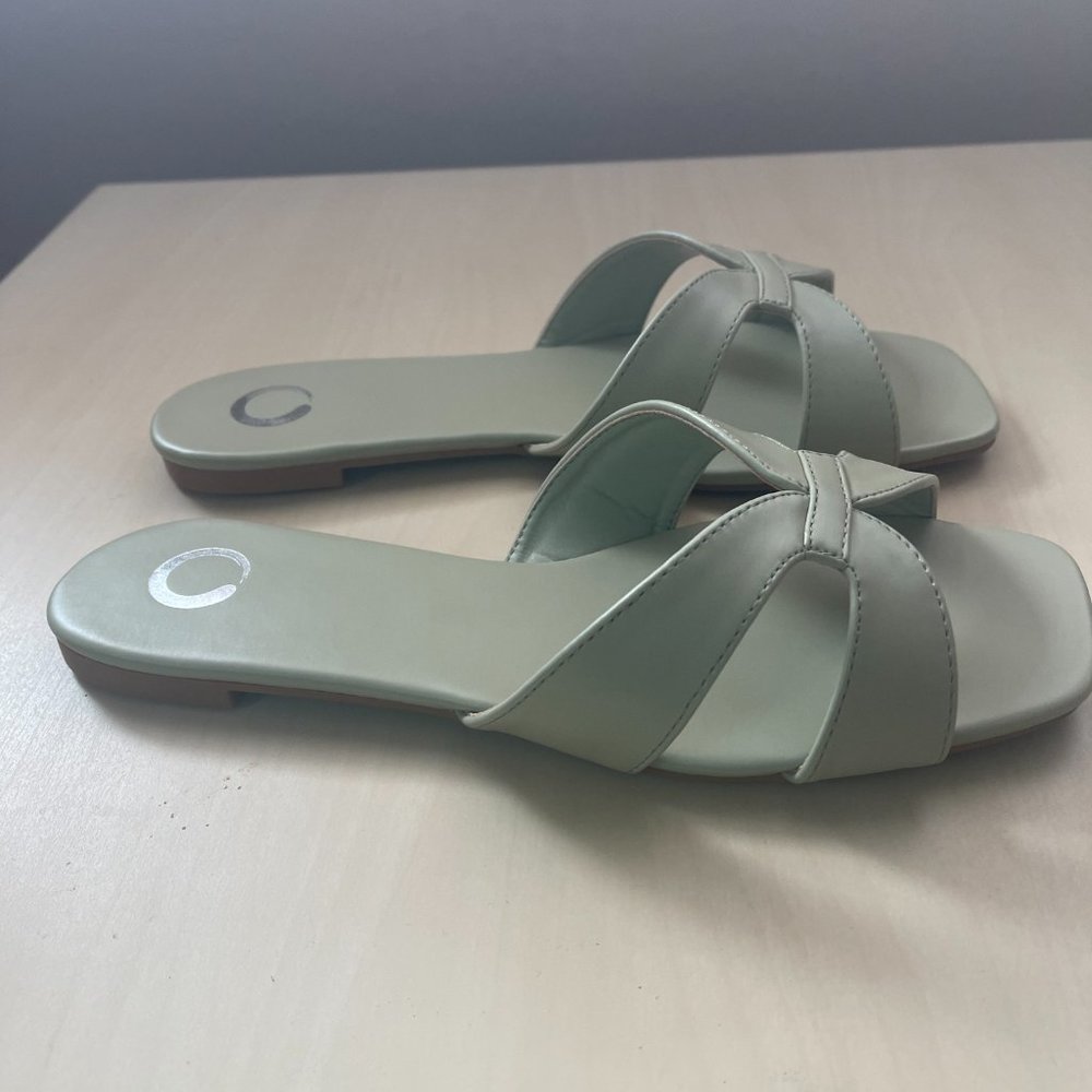 Journee Collection Taleesa Slip Sandals, Green, Size 8.5
